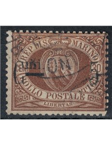SAN MARINO 1892 5c su 30c bruno us