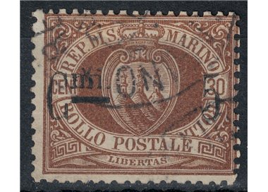 SAN MARINO 1892 5c on 30c brown us