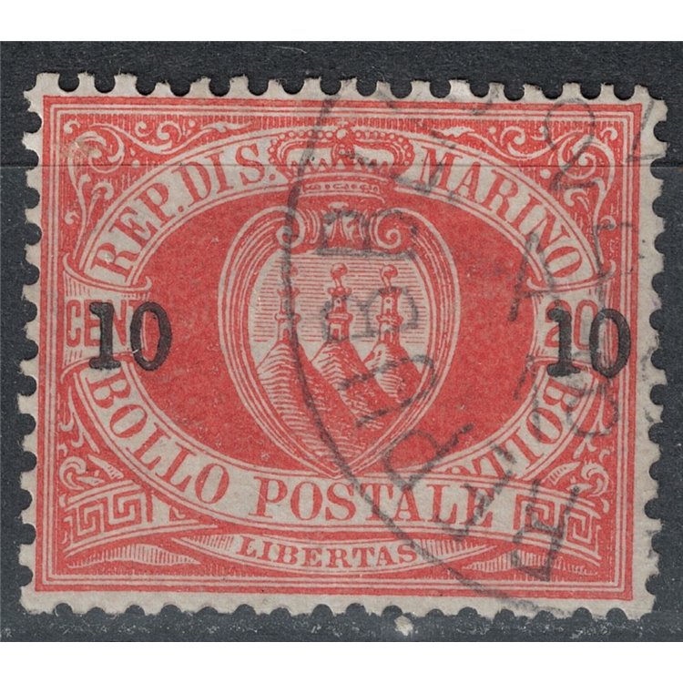 SAN MARINO 1892 10c on 20c red (11) us