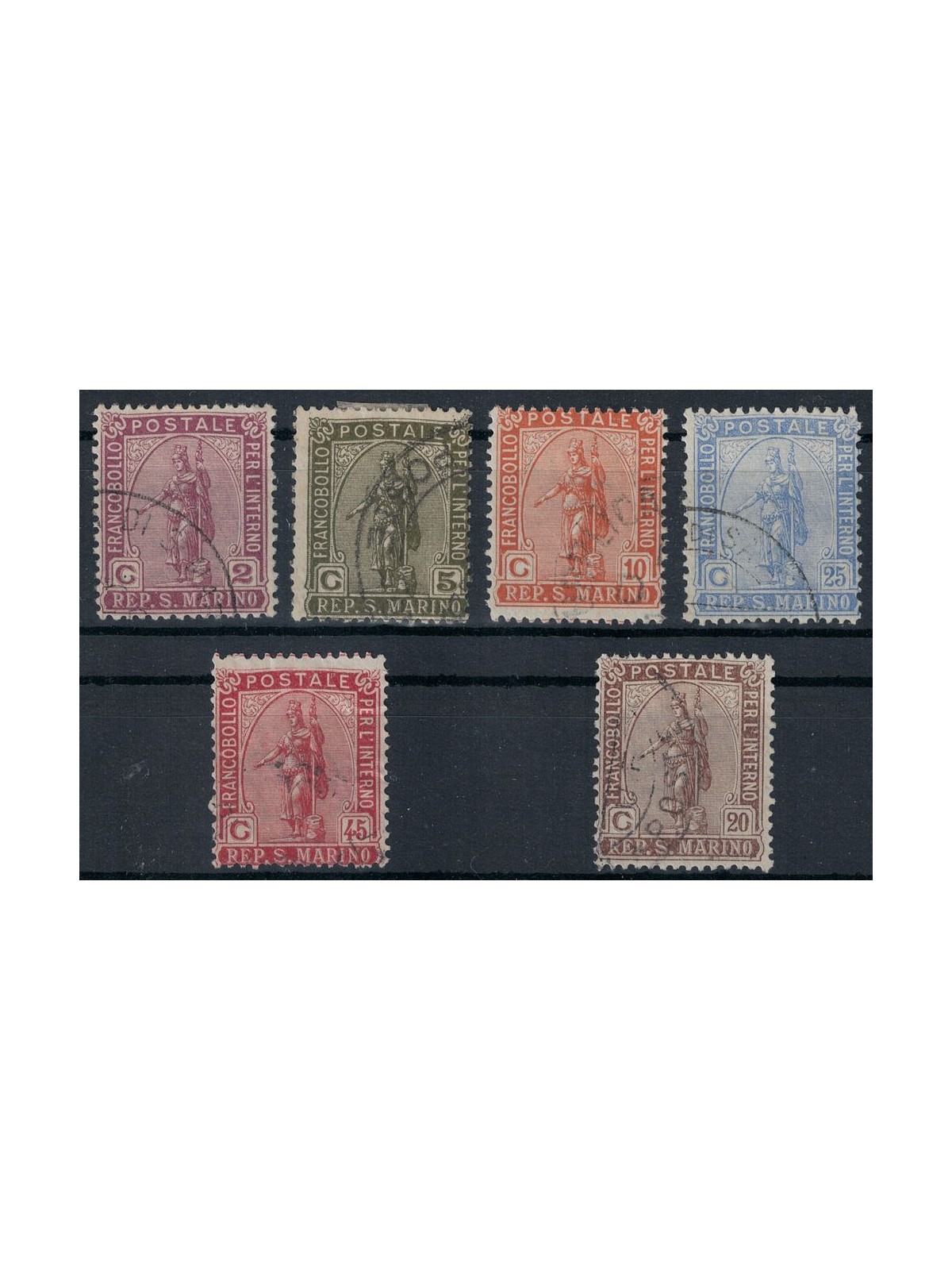 SAN MARINO 1922 Statue of Liberty (Domestic Service) 6v us