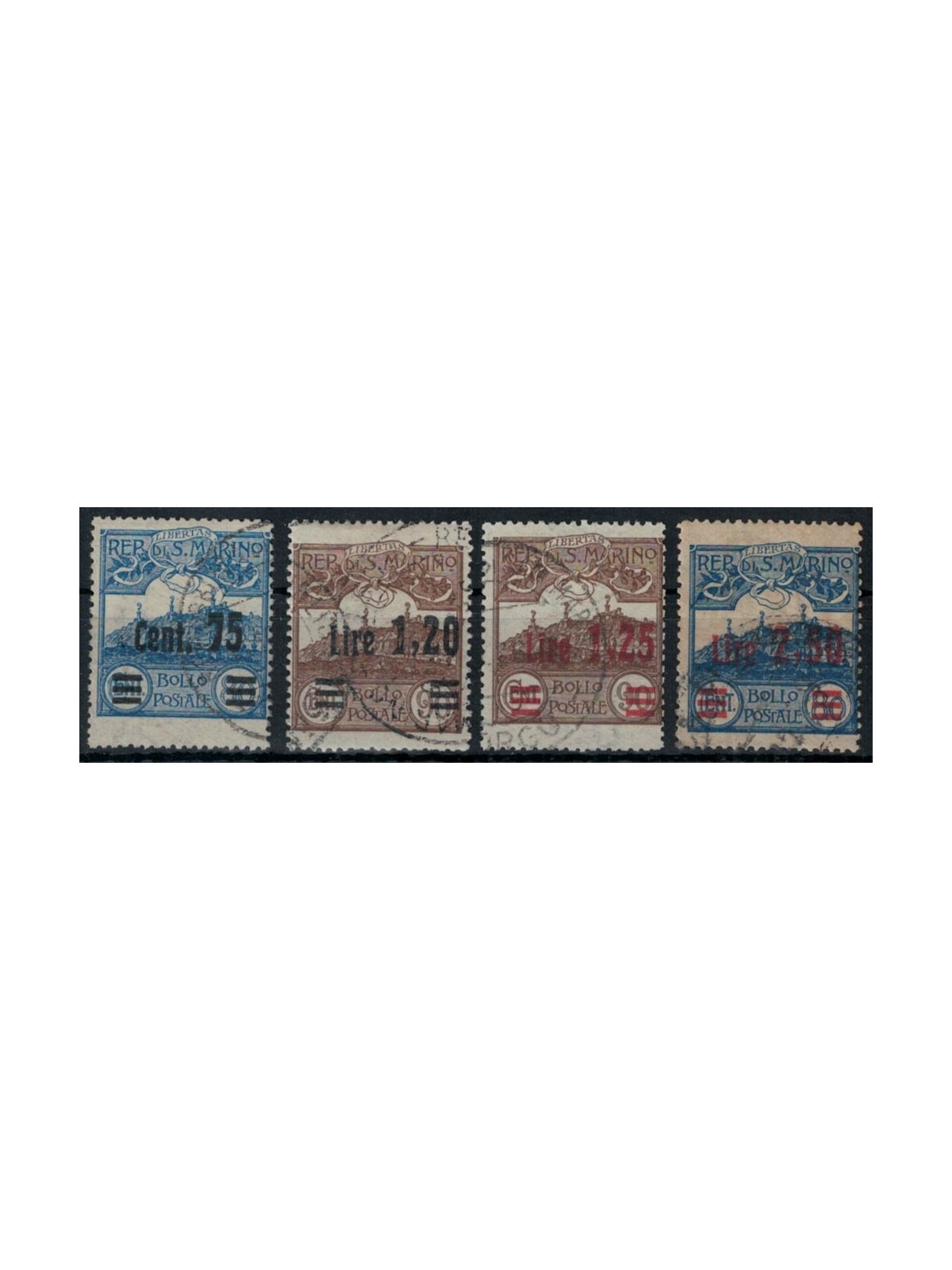 SAN MARINO 1926 View of San Marino, overprinted 4v us