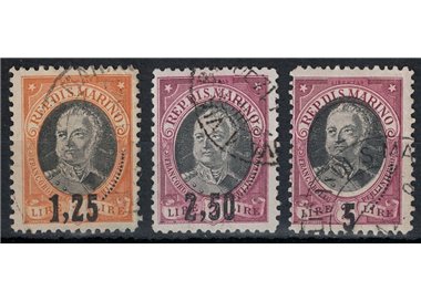 SAN MARINO 1927 Antonio Onofri, overprinted 3v us