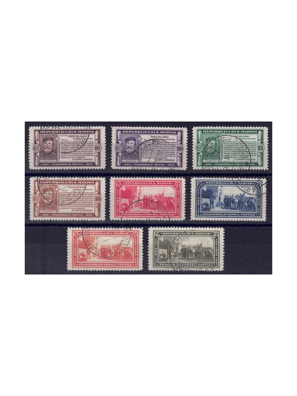 SAN MARINO 1932 Giuseppe Garibaldi 8v us
