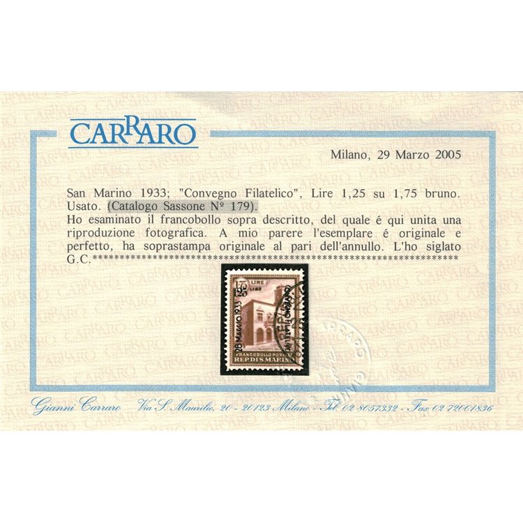 SAN MARINO 1933 Convegno filatelico 4v us ©