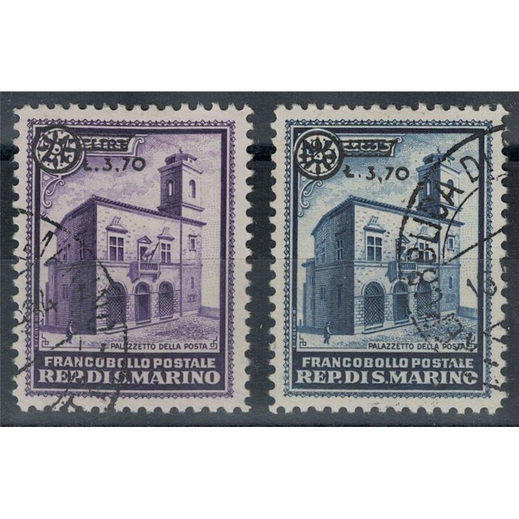 SAN MARINO 1934 Post Office Building, overprinted 2v us