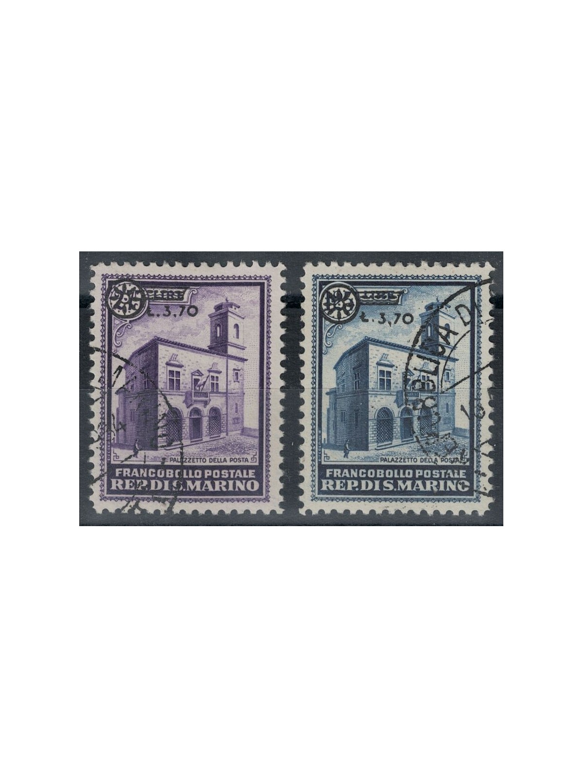 SAN MARINO 1934 Post Office Building, overprinted 2v us