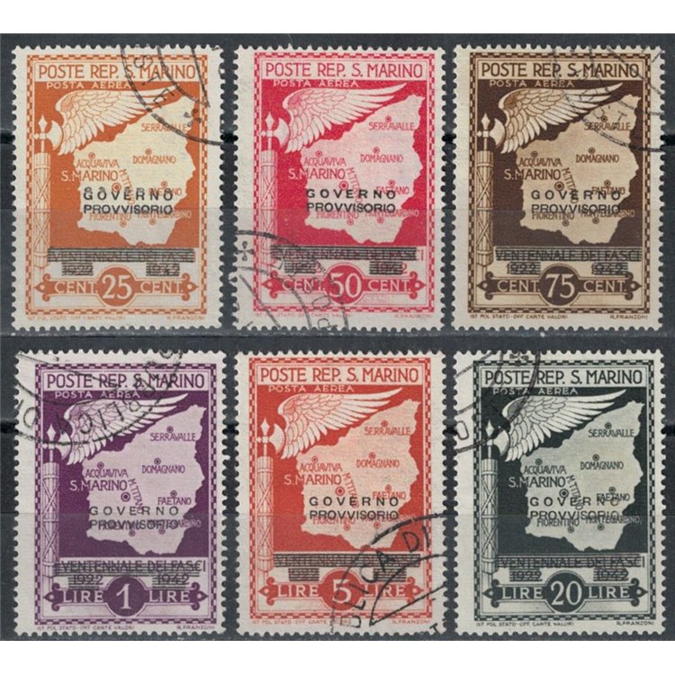 SAN MARINO 1943 Provisional Government (airmail) 6v us