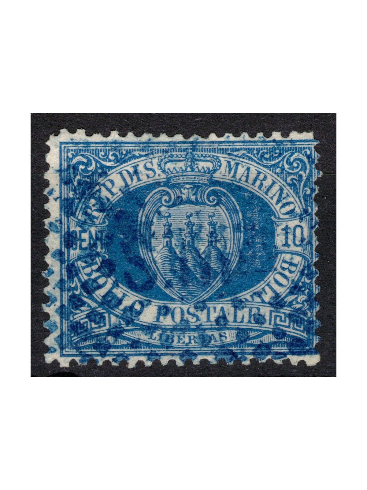 SAN MARINO 1877-90 10c blue us