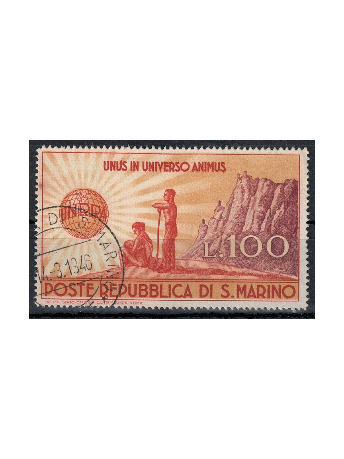 SAN MARINO 1946 Assistance to those damaged by the war, UNRRA us