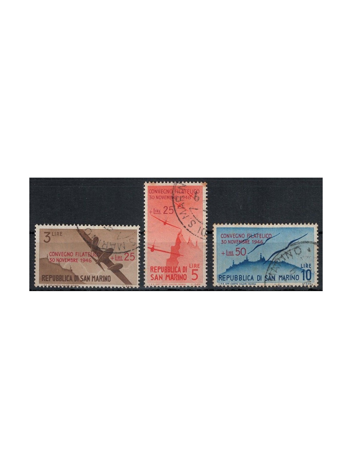 SAN MARINO 1946 Convegno filatelico 3v us