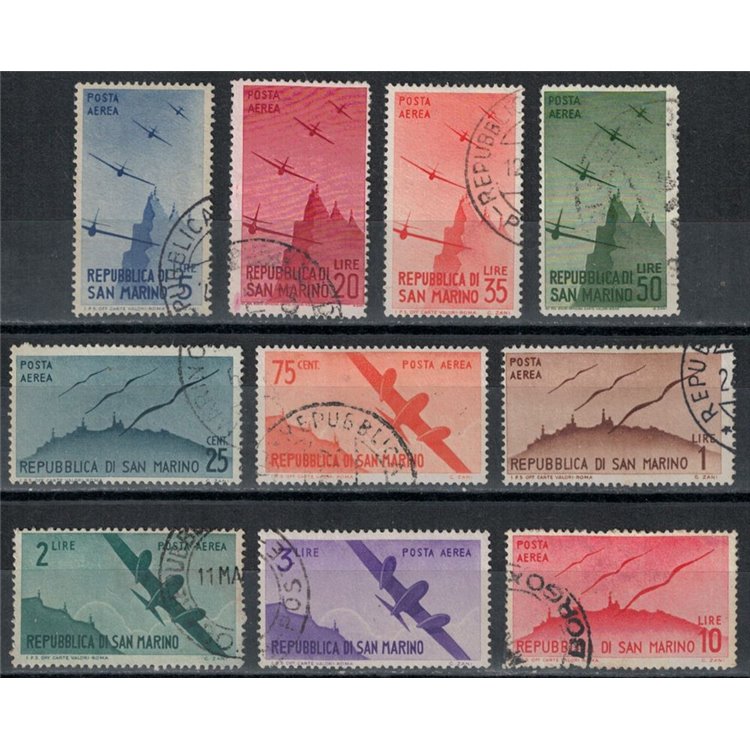 SAN MARINO 1946 Airmail 10v us