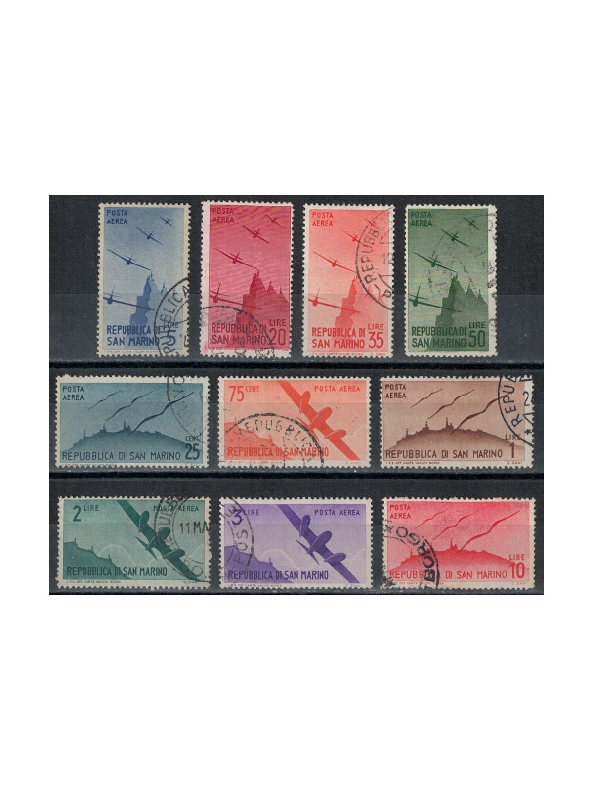 SAN MARINO 1946 Airmail 10v us