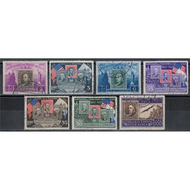 SAN MARINO 1947 Centenario francobollo Usa 7v us
