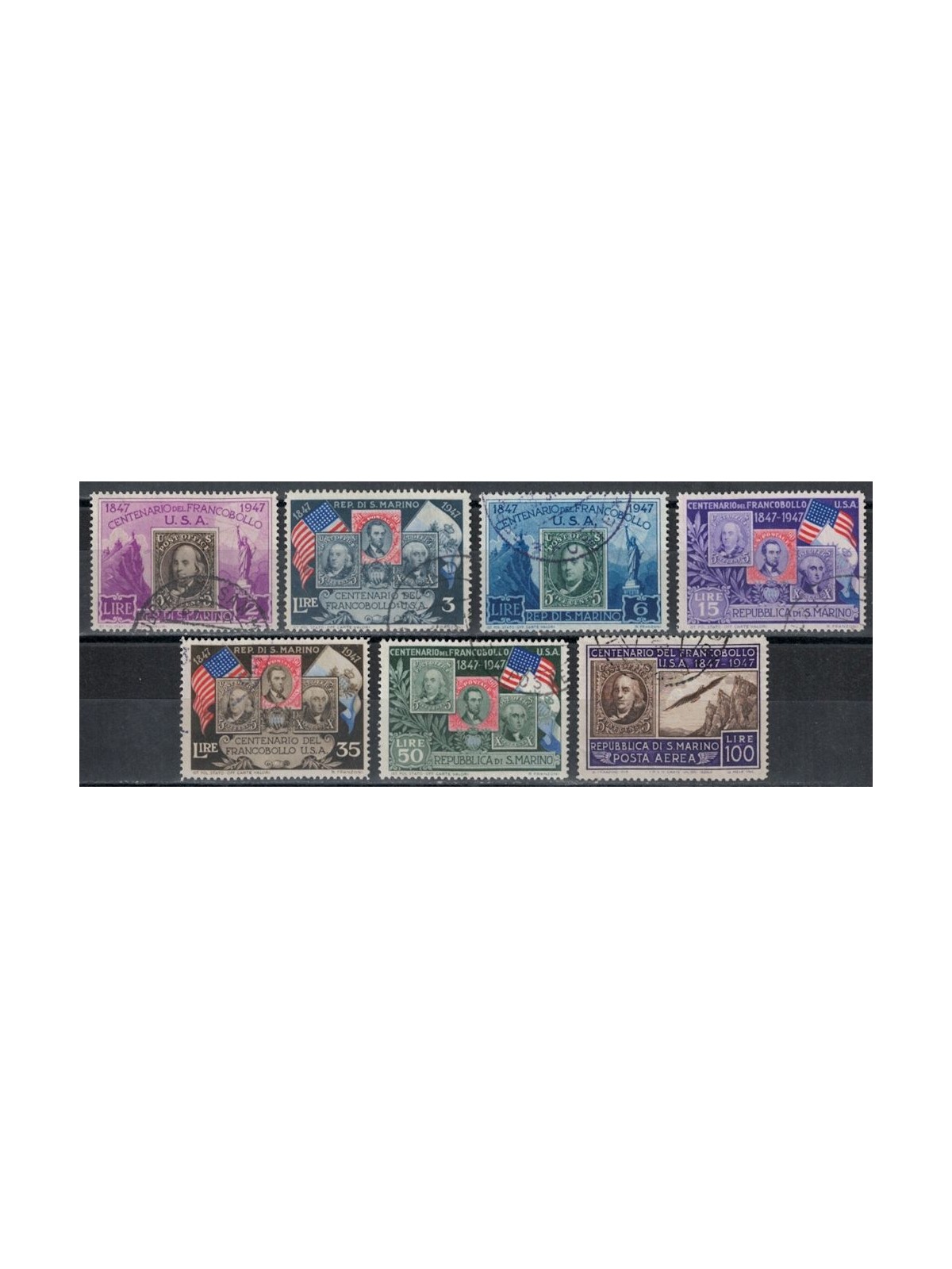 SAN MARINO 1947 Centenary US postage stamp 7v us