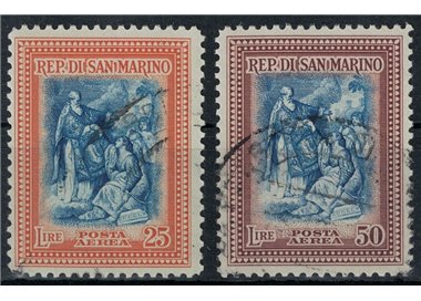 SAN MARINO 1947 Ricostruzione (posta aerea) 2v us