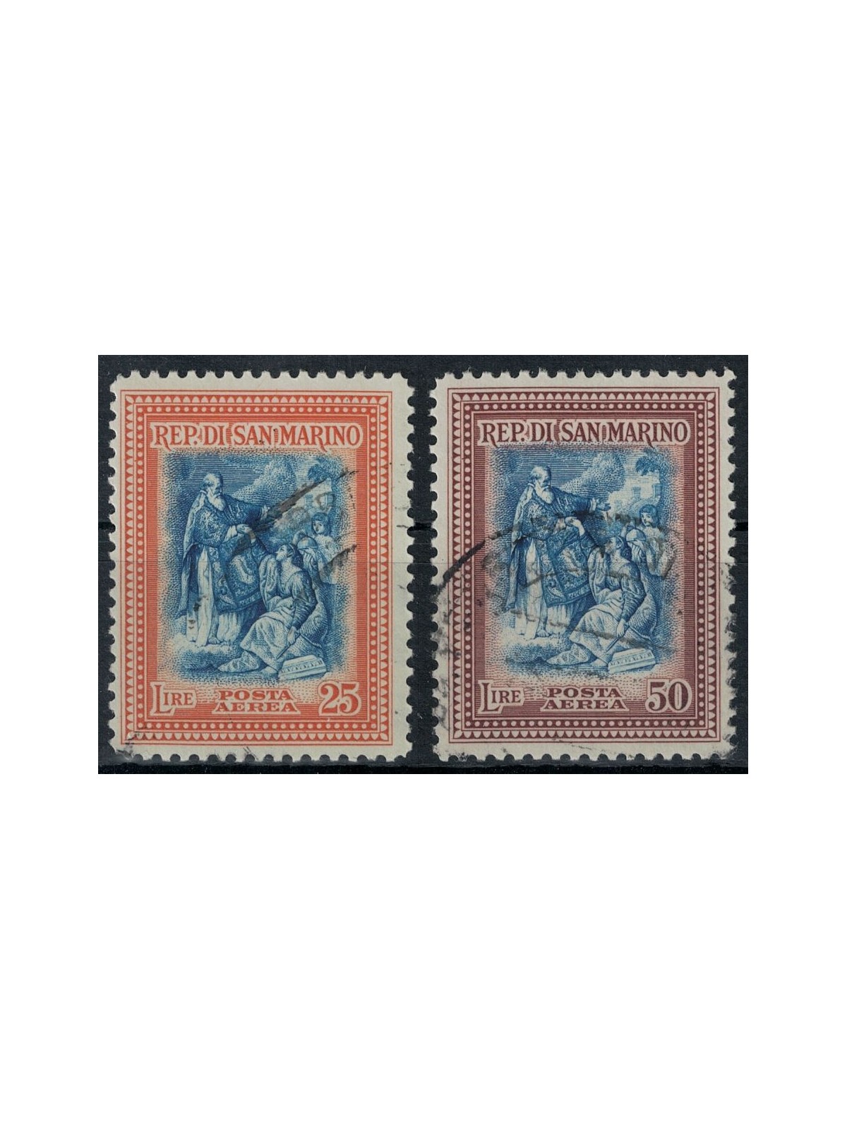 SAN MARINO 1947 Reconstruction (airmail) 2v us