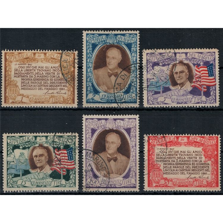 SAN MARINO 1947 Roosevelt 6v us