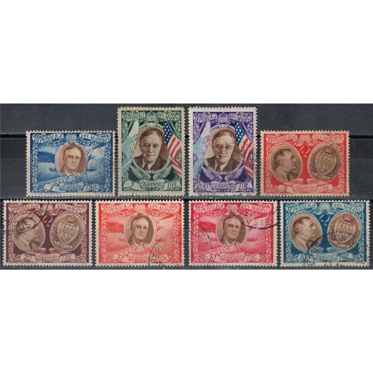 SAN MARINO 1947 Roosevelt (posta aerea) 8v us