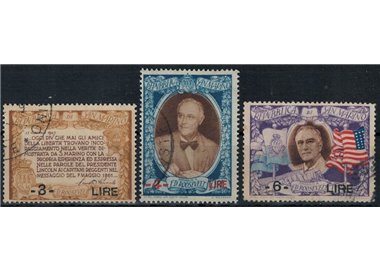 SAN MARINO 1947 Roosevelt soprastampati 3v us