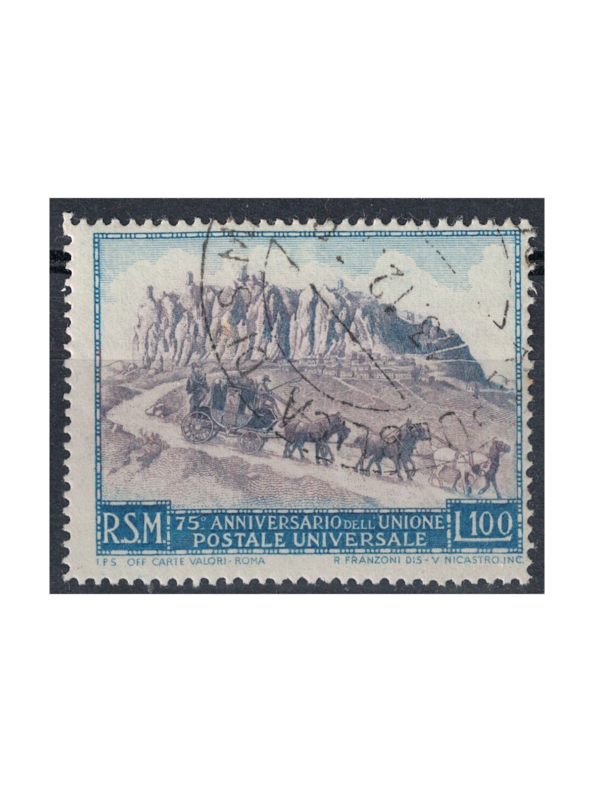 SAN MARINO 1949 Anniversario UPU £ 100 us