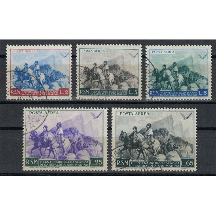 SAN MARINO 1949 Garibaldi (posta aerea) 5v us