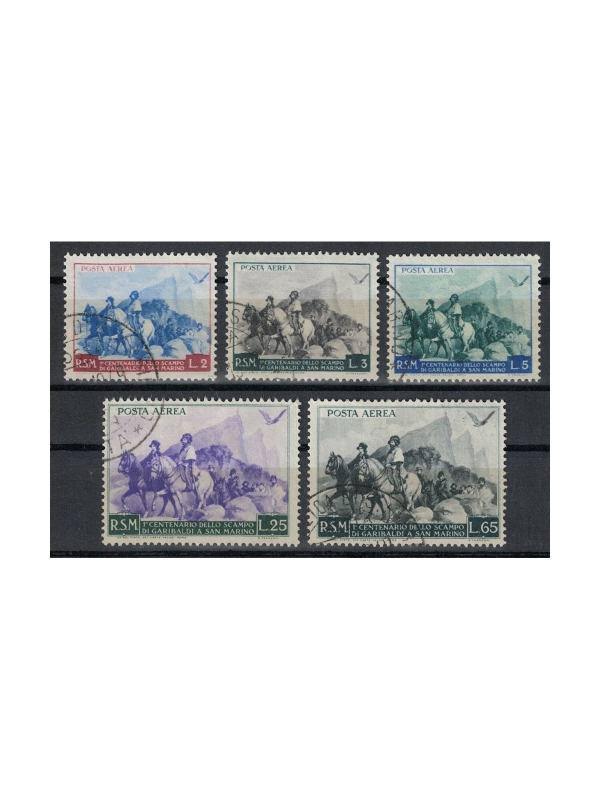 SAN MARINO 1949 Garibaldi (airmail) 5v us