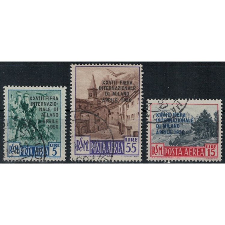 SAN MARINO 1950 Milan Fair (airmail) 3v us