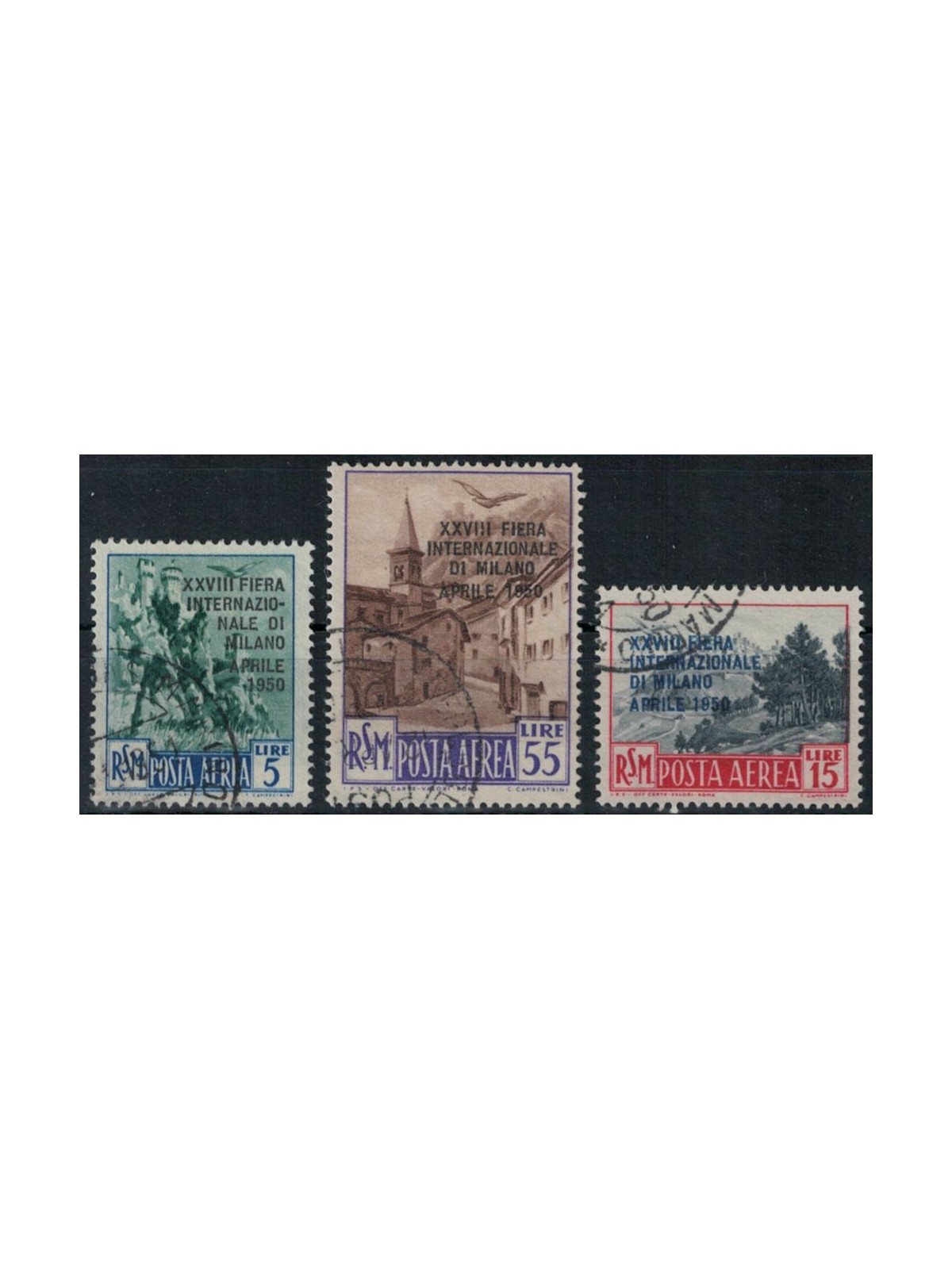 SAN MARINO 1950 Milan Fair (airmail) 3v us