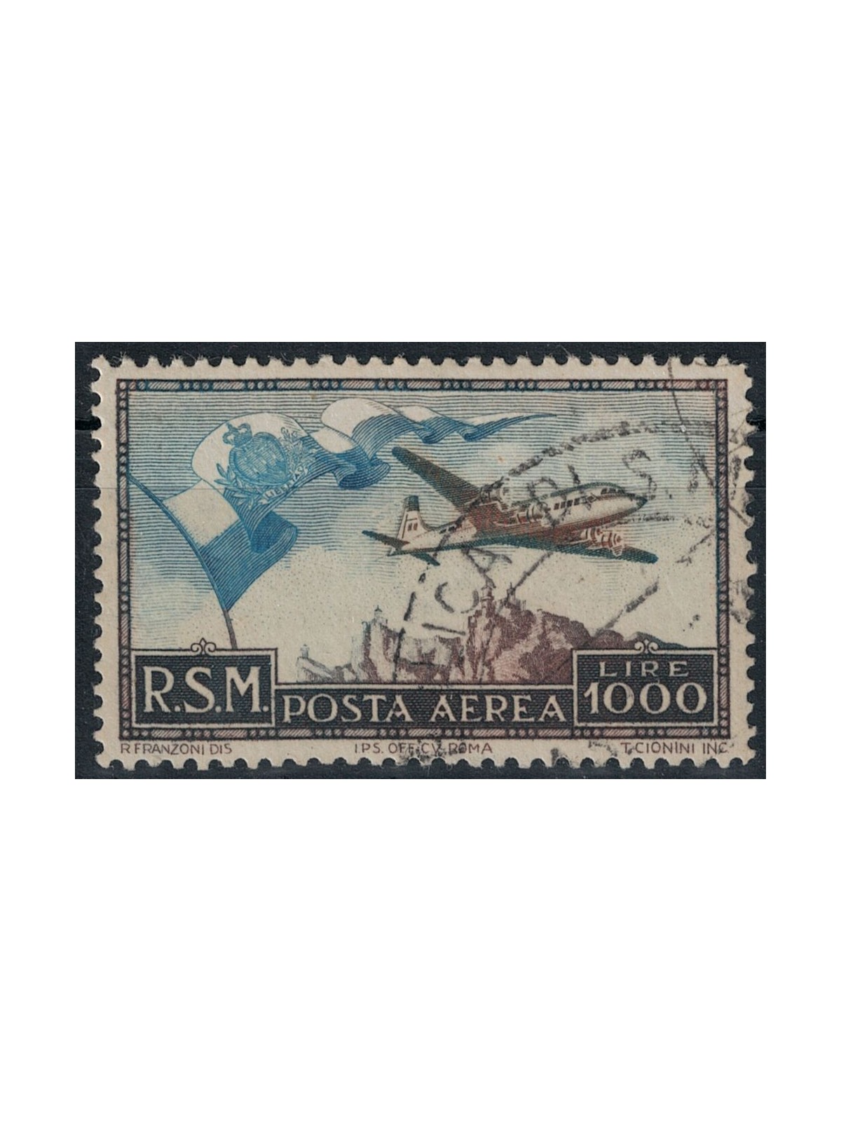 SAN MARINO 1951 Posta aerea £ 1000 us