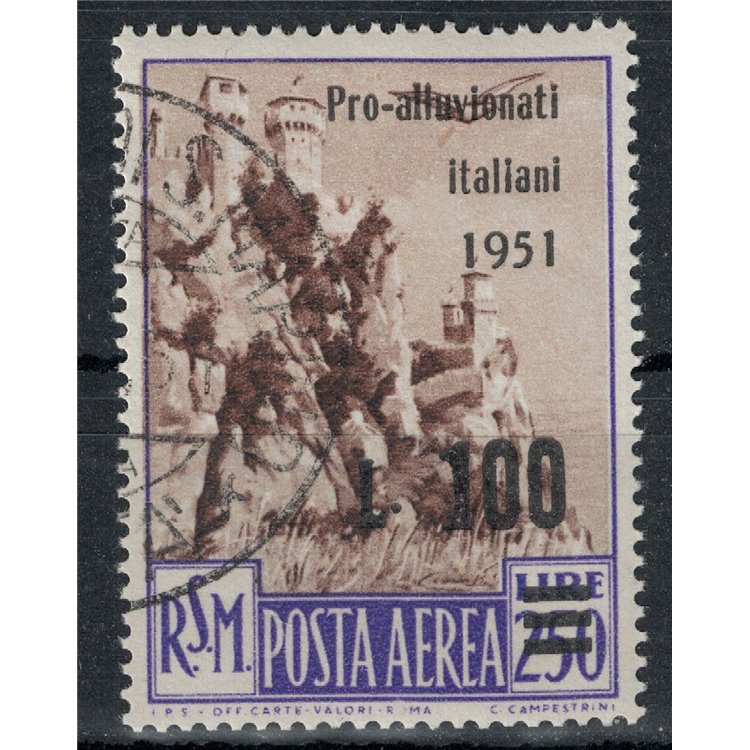 SAN MARINO 1951 For Italian flood victims us