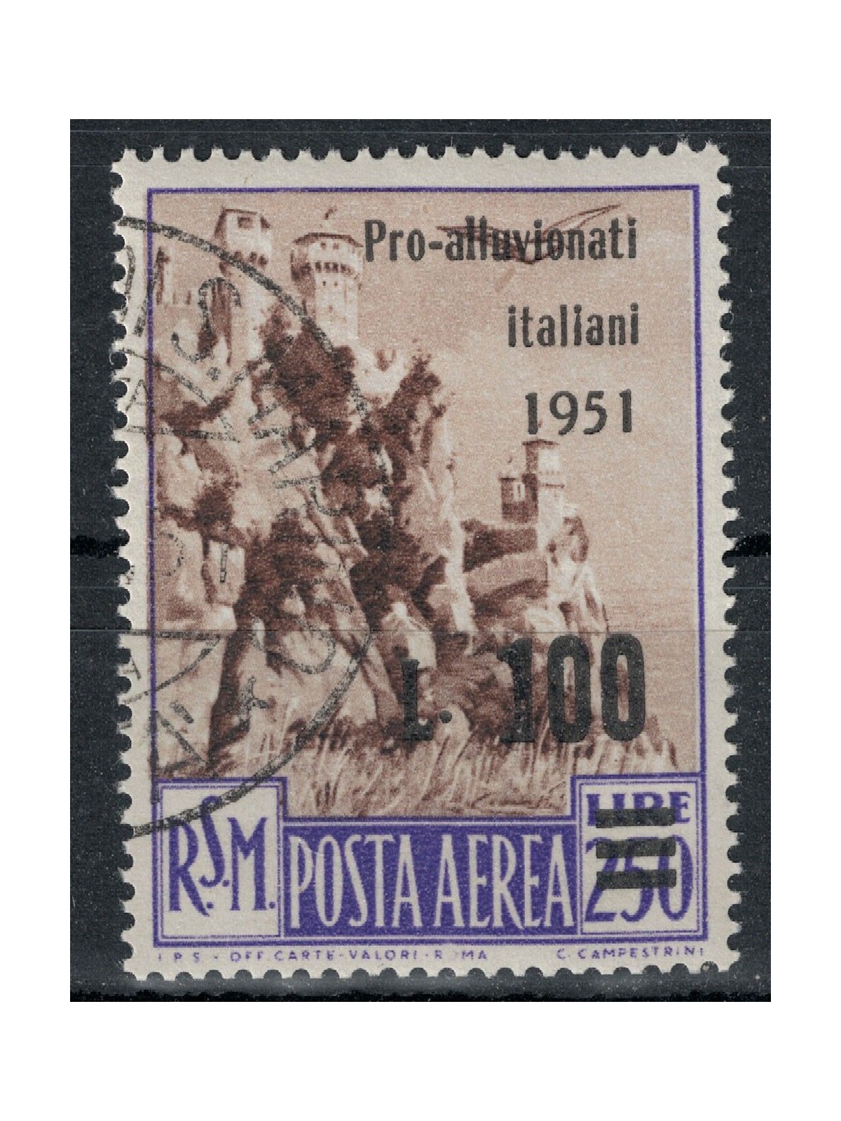 SAN MARINO 1951 For Italian flood victims us