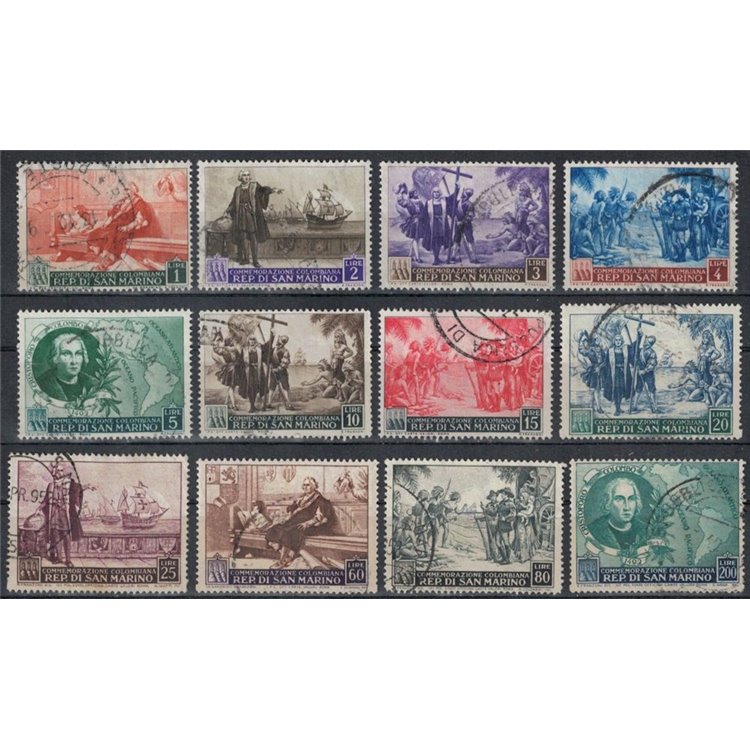 SAN MARINO 1952 Cristoforo Colombo 12v us