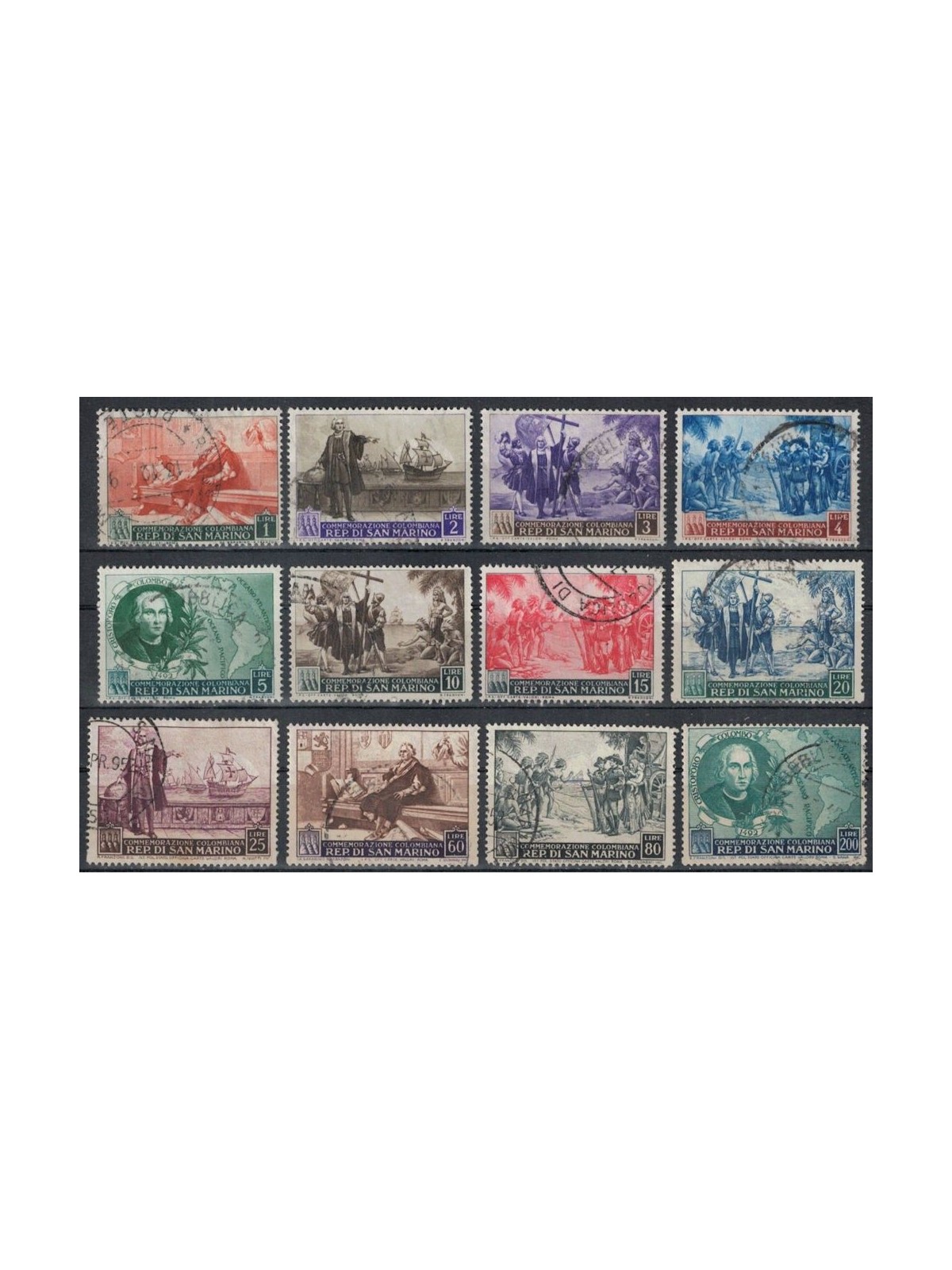 SAN MARINO 1952 Cristoforo Colombo 12v us