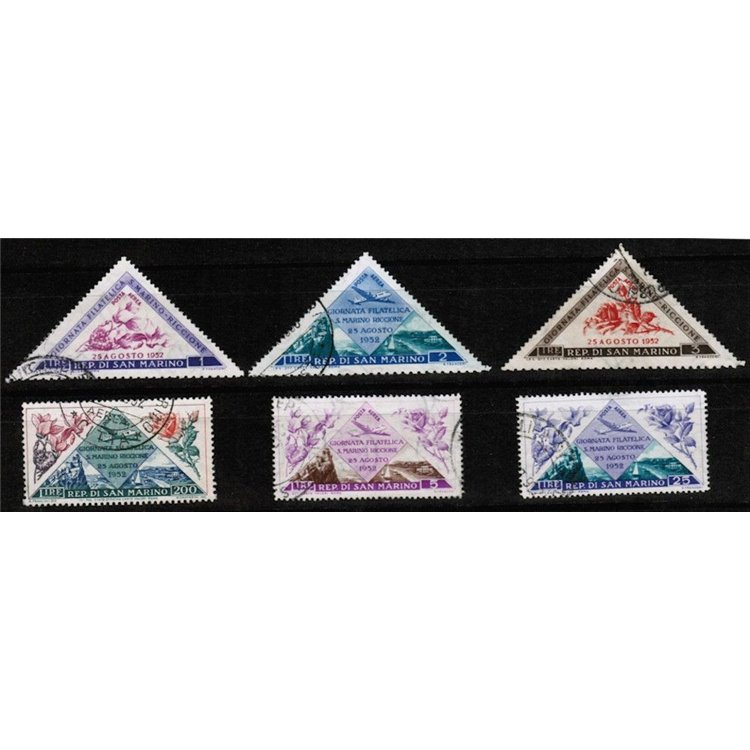 SAN MARINO 1952 Giornata filatelica (posta aerea) 6v us