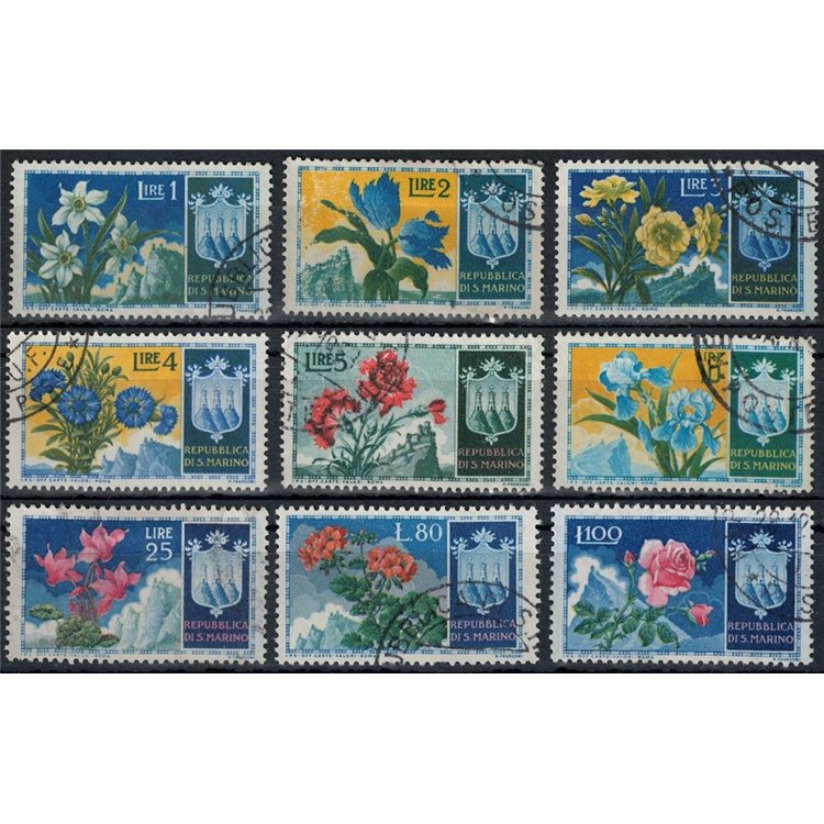 SAN MARINO 1953 Fiori, 1ª emissione 9v us