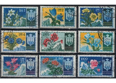 SAN MARINO 1953 Fiori, 1ª emissione 9v us