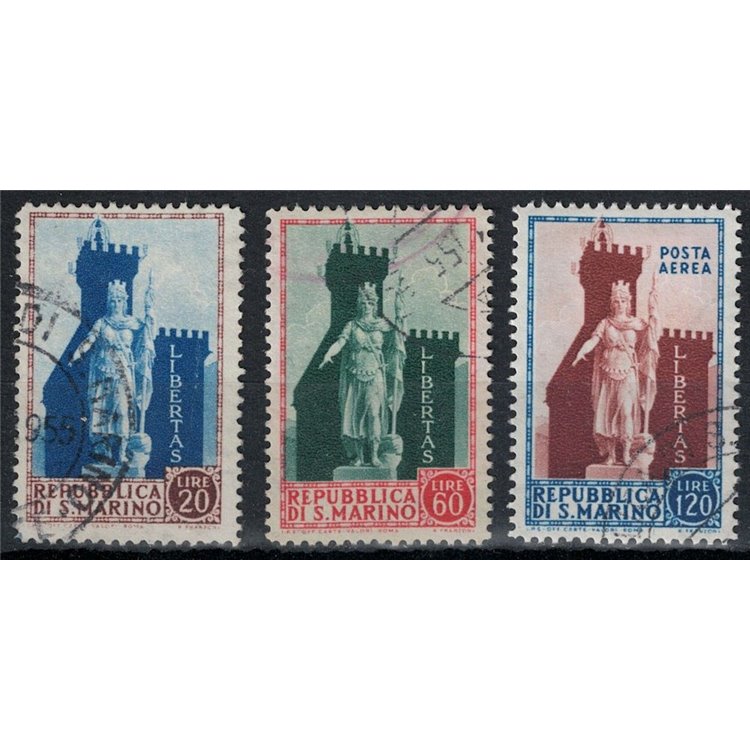 SAN MARINO 1954 Statua della Libertà 3v us