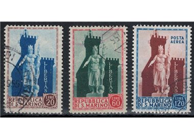 SAN MARINO 1954 Statua della Libertà 3v us