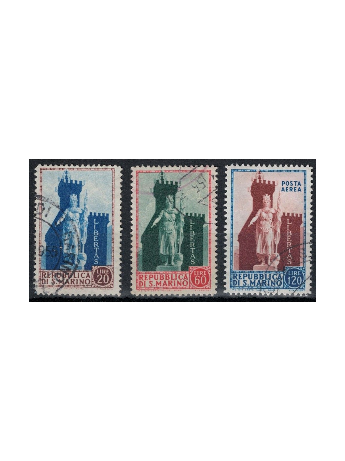 SAN MARINO 1954 Statue of Liberty 3v us