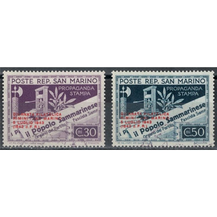 SAN MARINO 1943 Philatelic Day Rimini-San Marino 2v us