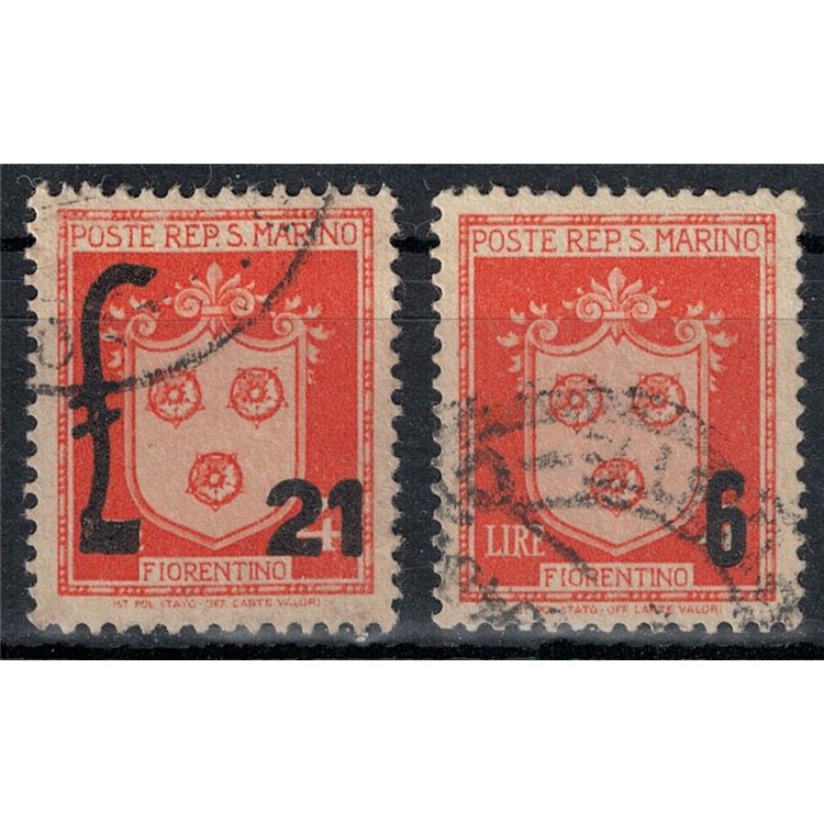 SAN MARINO 1947 Coats of Arms overprinted 2v us