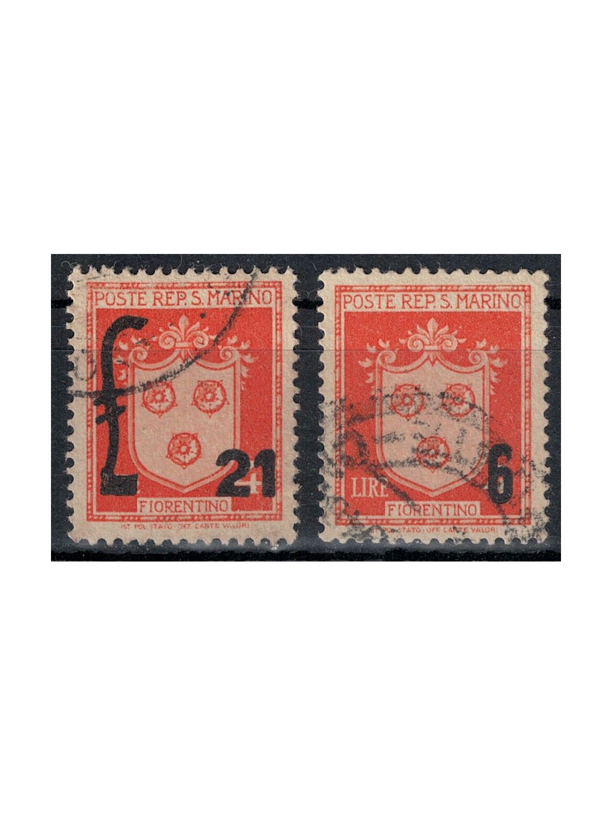 SAN MARINO 1947 Coats of Arms overprinted 2v us