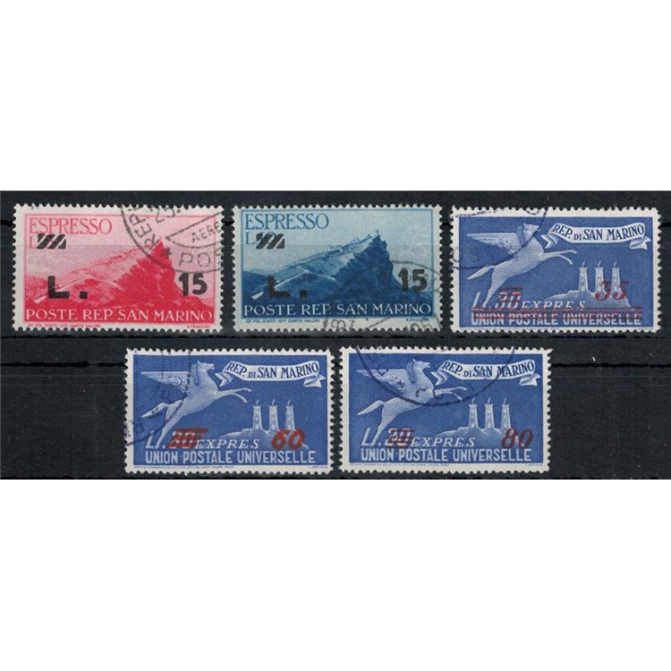 SAN MARINO 1947-48 Express overprinted 5v us