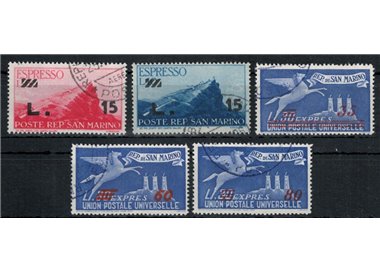 SAN MARINO 1947-48 Espressi soprastampati 5v us