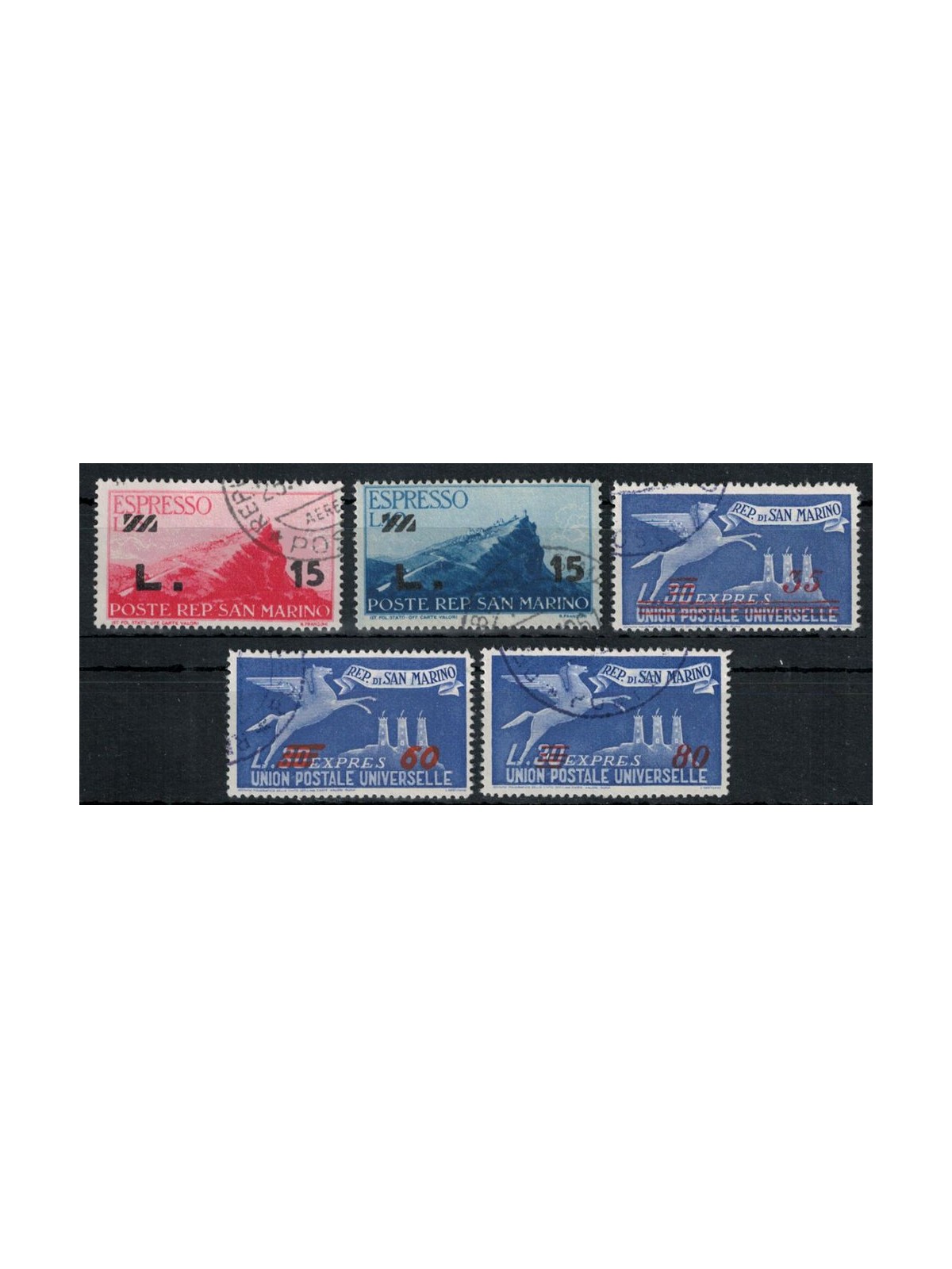 SAN MARINO 1947-48 Espressi soprastampati 5v us