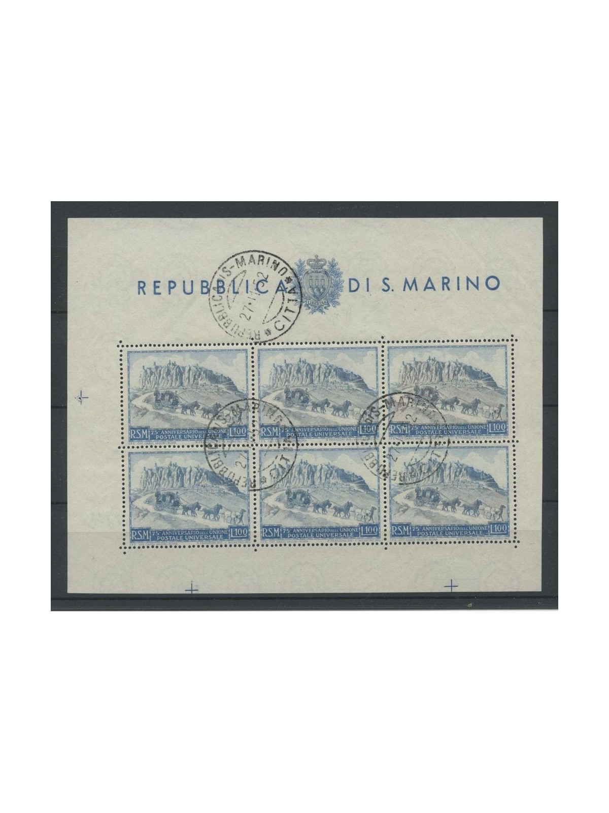 SAN MARINO 1949 Anniversary UPU £100 s/s us