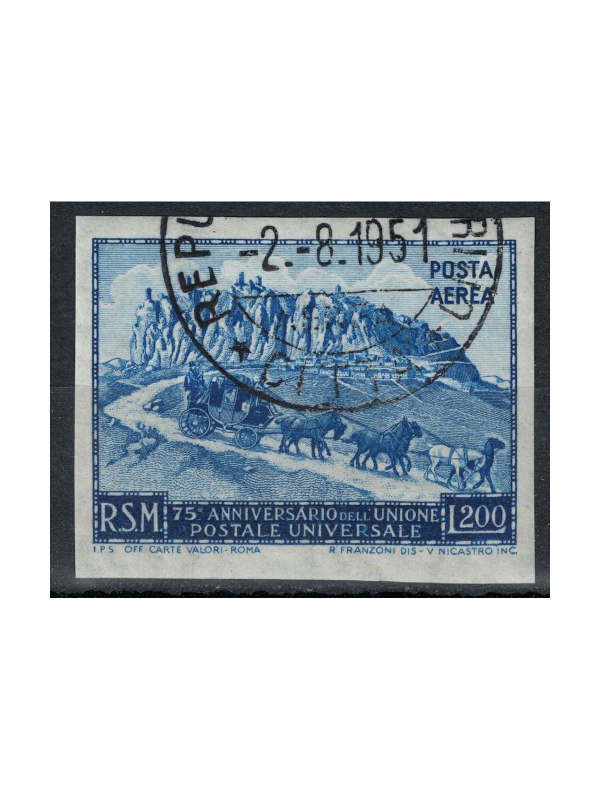 SAN MARINO 1951 Anniversary UPU (airmail) £200 nd us