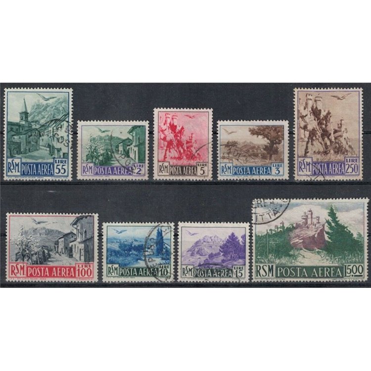 SAN MARINO 1950 Vedute (posta aerea) 9v us ©