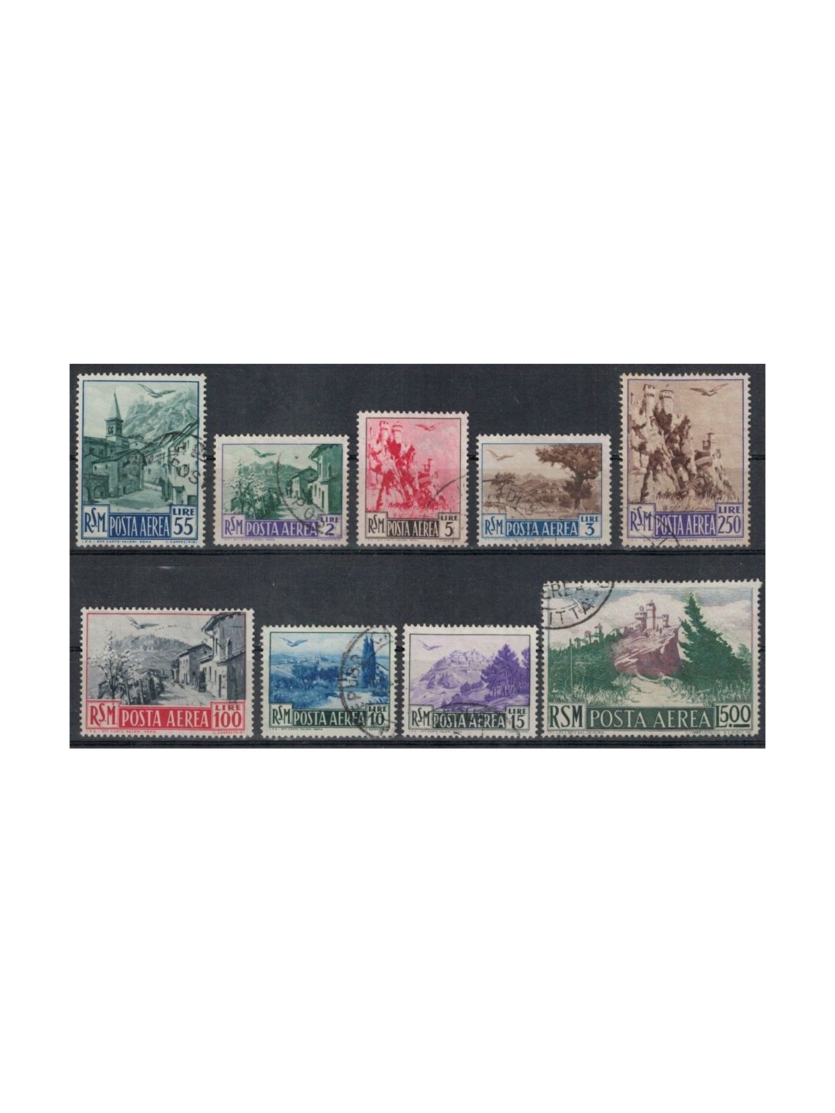 SAN MARINO 1950 Views (airmail) 9v us ©