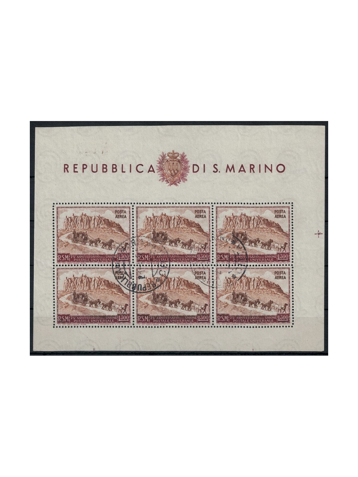 SAN MARINO 1951 Anniversary UPU (airmail) £300 s/s us